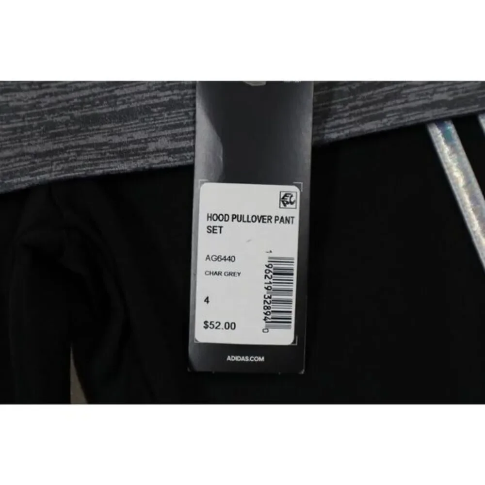 Adidas Boys Grey and‎ Black Hooded Pullover and Pant Set Size 4